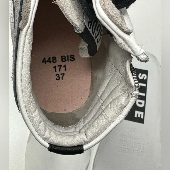 Golden Goose Slide White Grey Leather High Top Sneakers Shoes